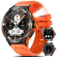 Smart Watch for Men, 1.53" Smartwatch with LED Strong Light 3ATM Waterproof Fitness Tracker with Compass, 100+ Sports Modes for Android iOS(Orange)