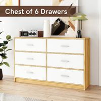 Chest of 6 Drawers Tallboy Dresser Bedside Table Storage Cabinet Unit TV Stand Bedroom Hallway Furniture Wood Fabric