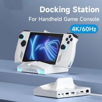 6-in-1 Docking Station for Handheld Game Console for Steam Deck, ROG Ally, RGB LED Lights with 100W PD Charging, 4K@60Hz HDMI, 2.5Gbps RJ45 (White)