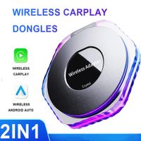 2-in-1 Wireless CarPlay Adapter Wireless Android Auto Car Adapter Support Car with OEM Wired CarPlay/Android Auto