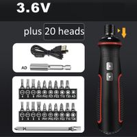 USB Rechargeable 3.6V Electric Screwdriver With LED Light Cordless Mini Power Tools Multipurpose For DIY Household 20 heads