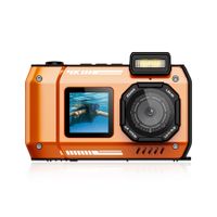 4K Camera, 65MP Autofocus Selfie Dual Screen Underwater Camera for Snorkeling, Waterproof Digital Camera (Orange)