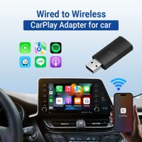 Mini Wireless CarPlay Adapter Car Play Dongle Bluetooth WiFi Fast Connect Plug and Play for OEM Wired CarPlay Car (iOS Auto)