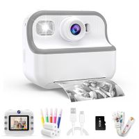 Kids Camera Instant Print Toys Toddler Cameras Printing Photos,1080P Video Cameras,12Mp Children Digital Selfie Camera Gift for Age 3+ with 32GB SD Card (White)