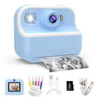 Kids Camera Instant Print Toys Toddler Cameras Printing Photos,1080P Video Cameras,12Mp Children Digital Selfie Camera Gift for Girls Boys Age 3+ with 32GB SD Card (Blue)