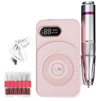 45000RPM Nail Drill Machine Electric Portable Nail File Rechargeable Nail Sander for Gel Nails Polishing for Home Manicure Salon, Pink