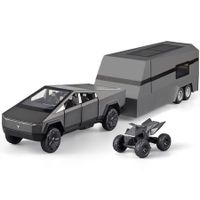 Toy Trucks with RV Motor for Boys Girl Diecast Metal Cybertruck Model Pickup Truck 1/32 Toy Cars Race with Sound and Light Gift Age3+ (Black)