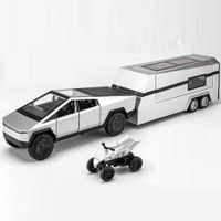 Toy Trucks with RV Motor for Boys Girl Diecast Metal Cybertruck Model Pickup Truck 1/32 Toy Cars Race with Sound and Light Gift Age3+ (Silver)