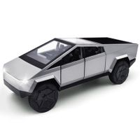 Cybertruck Model: 1/24 Diecast Metal Toy Trucks with Lights and Sounds,Mini Vehicles Toys for Boys,Ages 3+ (Silver)