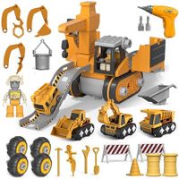 Kids Construction Toys Truck Set,Engineeering Vehicle Palyset,Crane Transport Trailer DIY Take Apart Toys for Christmas Birthday Gifts Boys Girls