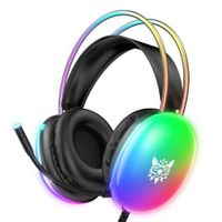 Gaming Headset with Microphone, RGB Rainbow Lighting, PC Wired Lightweight Gaming Headphones for PS4/PS5/Laptop/MAC,Surround Sound-Black