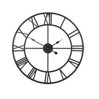 Large Wall Clock,Silent,Non-Ticking Metal Wall Clock,Round Modern Wall Decor for Living Room,Bedroom Kitchen and Outdoor,19-Inch (47cm,Black Roman Number)