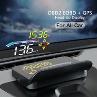 Car GPS Digital Speedometer Projector HUD Head Up Display Auto OBD2 GPS Dual System for Car Glass Security Water temp Alarm