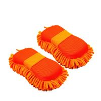 2 Pack Car Wash Sponge,Texture Two Sided Lint and Scratch-Free Ultra Absorbent Cleaning Glove Sponges Washing Tools for Motor Kicthen (Orange)