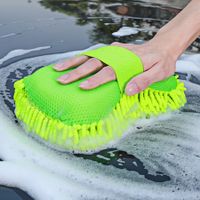 2 Pack Car Wash Sponge,Texture Two Sided Lint and Scratch-Free Ultra Absorbent Cleaning Glove Sponges Washing Tools for Motor Kicthen (Green)