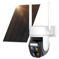 Wireless Outdoor Solar Security Camera with Dual Lens, 10X Zoom, 2K Resolution 360° Pan Tilt Control, Two-Way Audio with Motion Detection