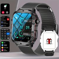 Smart Watch Men Wireless Call IP68 Waterproof Sport Fitness AI Voice Outdoor 100+ Sports Modes Outdoor Smartwatch(Black Mesh Tape)