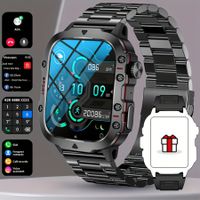 Smart Watch Men Wireless Call IP68 Waterproof Sport Fitness AI Voice Outdoor 100+ Sports Modes Outdoor Smartwatch(Black Steel Strip)