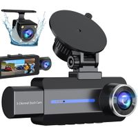 3 Channel 2.5K Dash Cam,1440P Dash Cam Front and Rear Inside,Dash Camera for Cars,Triple Car Camera with 32GB Card,G-Sensor,24Hr Parking,Loop Recording,IR Night Vision