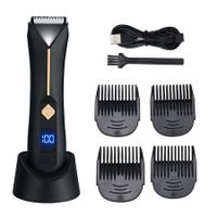 Electric Trimmer/Shaver Waterproof Pubic Groin Body Hair Trimmer with Ceramic Blade Heads for Wet/Dry Use, Body Groomer with Recharge Dock