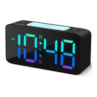 Super Loud Alarm Clock for Heavy Sleepers, RGB Digital Clock with 7 Color NightLight, Adjustable Volume,USB Charger, Small Clocks for Bedrooms Bedside, ok to Wake for Kids,Teens (Black+RGB)