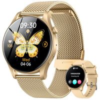 Smartwatch for Women 1.43" Touchscreen Smart Watch Answer/Make Call with  Sleep Monitor 100+ Sports Modes Fitness Tracker for Android iOS(1Pack-Gold)