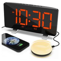 Super Loud Alarm Clock for Heavy Sleepers, Dual Vibrating Alarm Clock with Bed Shaker, USB Charger, Night Light for Hearing-impaired Deaf, Red