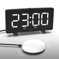 Super Loud Alarm Clock for Heavy Sleepers, Dual Vibrating Alarm Clock with Bed Shaker, USB Charger, Night Light for Hearing-impaired Deaf, White