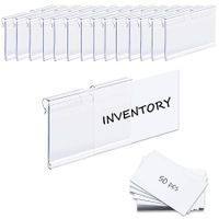 Basket Labels Clip On,50PCS Clear Plastic Bin Clip Labels,Wire Shelf Price Labels,Merchandise Sign Display Holder,50PCS 6X4CM Label Inserts Included