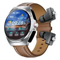 New Headset Smart Watch 2-in-1 1.53 Inch Round Screen Dual Call NFC Stainless Steel Body IP67 Mens Watches Color Silver