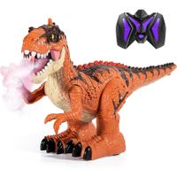 Remote Control T-rex Large Toy for Boys 4-8 Years, Realistic Tyrannosaurus with Water Mist, Light, Roars, Electric Dino Birthday Gift for Kids (Brown)