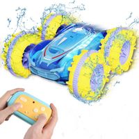 Amphibious Remote Control Car Boat for Kids, Waterproof Gesture Controlled RC Car Stunt Car with Lights, 2.4Ghz All Terrain Pool Toys Gift for Ages 4 to 12 Boys and Girls, Blue