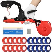 Plant Tying Machine,Lightweight Plant Tying Tape Tool to Tie Up Vine Quickly,Plant Tie Tapener Gun with Tapes and Staples,Red