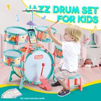 Jazz Drum Play Set Dynamic for Toddler Kid Educational Musical Instrument Toy Plastic Colourful 17 Pieces