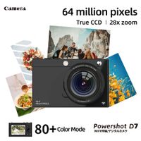 4K CCD Wifi Digital Camera 64MP Digital Video Camera with 2 Lens 2.83 Inch Touch Panel 28X Digital Zoom Built-in Flash Color Black