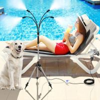 Standing Misters for Outside Patio,Adjustable Height 3.2-4.1FT Misting System Line 26.5FT Portable Water Misters for Cooling Outdoor with Tripod Base Stand Mister for Backyard Pool Party