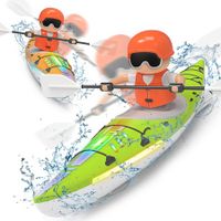 RC Kayak Boat for Kids,2.4 Ghz Remote Control Shark Boat Toys W/LED Light for Pools,Lake,Bathtub Never Capsize Summer Outdoor Water Toys Gift for Ages 3+ Boys Girls (Green)