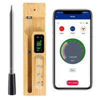 Smart Wireless Meat Thermometer with LED Display Bamboo Base, Up to 700ft App Remote Monitoring for BBQ, Grill, Oven, Rotisserie, Air Fryer, IP68 Waterproof