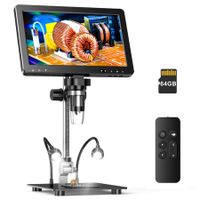 10.1 Inch HD IPS HDMI Digital Microscope 1500X,20MP Coin Microscope Magnifier for Error Coins with Screen,LCD Soldering Microscope,10 LED Lights,PC/TV Compatible,64GB