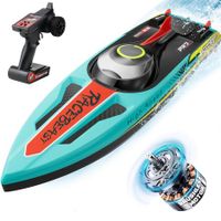 Brushless RC Boat 40+MPH,Remote Control Boat,19 Inch Large Fast Racing Boat for Salt Water,Lake,River,Fishing with Self-Righting,LED Light,Low Battery Alarm