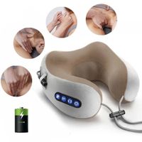 Rechargeable Neck Massager U shaped Pillow Multifunctional Portable Shoulder Cervical Massager Outdoor Home Car Relaxing Massage Color Brown