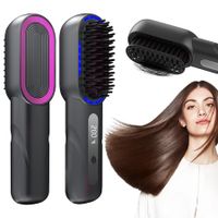 Cordless Hair Straightener Brush - Portable heated Straightening Brush for Travel, Party, Mini Ionic Hot Comb Straightener for Women-1 Pack