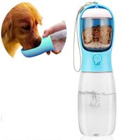 2in1 Dog Water Bottle Food Container Leak Proof Portable Travel Puppy Cat Walking Camping Color Blue