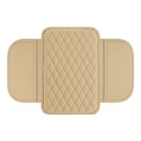 Upgraded Microfiber Leather Universal Car Console Armrest Cover Cushion with 2 Storage Bags Beige