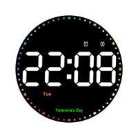 Digital Wall Clock with Remote, Colorful Dynamic LED Large Display with Time Date Temp Week, Wall Clock for Office Kitchen Living Room Decor