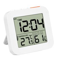 Digital Timer Shower Clock with Alarm, Bathroom Kitchen Wall Clock, White