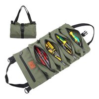 Roll Up Tool Bag, Multi-Purpose Tool Roll Organize, 5 Zippered Tool Pockets (Green)