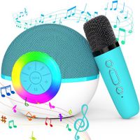 Portable Mini Karaoke Machine for Kids, Bluetooth Speaker with Wireless Microphone,MP3 Player,Perfect for Birthday and Family Parties(Green)