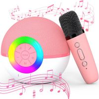 Portable Mini Karaoke Machine for Kids, Bluetooth Speaker with Wireless Microphone,MP3 Player,Perfect for Birthday and Family Parties(Pink)