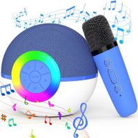 Portable Mini Karaoke Machine for Kids, Bluetooth Speaker with Wireless Microphone,MP3 Player,Perfect for Birthday and Family Parties(Blue)